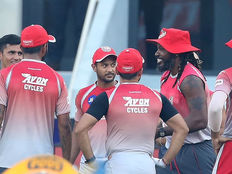 Chris Gayle handed out the new caps for Kings XI Punjab's rookies