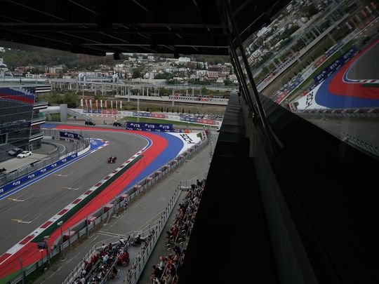Fans watch qualifying for the Russian Grand Prix in Sochi.