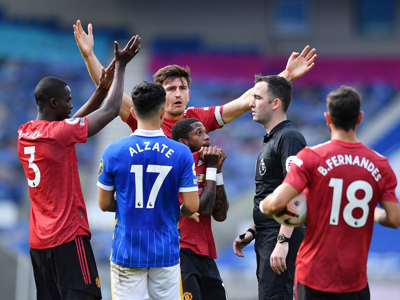 Referee Chris Kavanagh was the centre of attention in the Manchester United v Brighton match