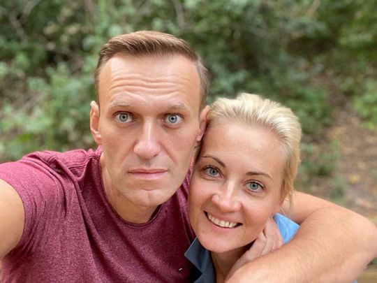 Russian opposition politician Alexei Navalny and his wife Yulia Navalnaya 