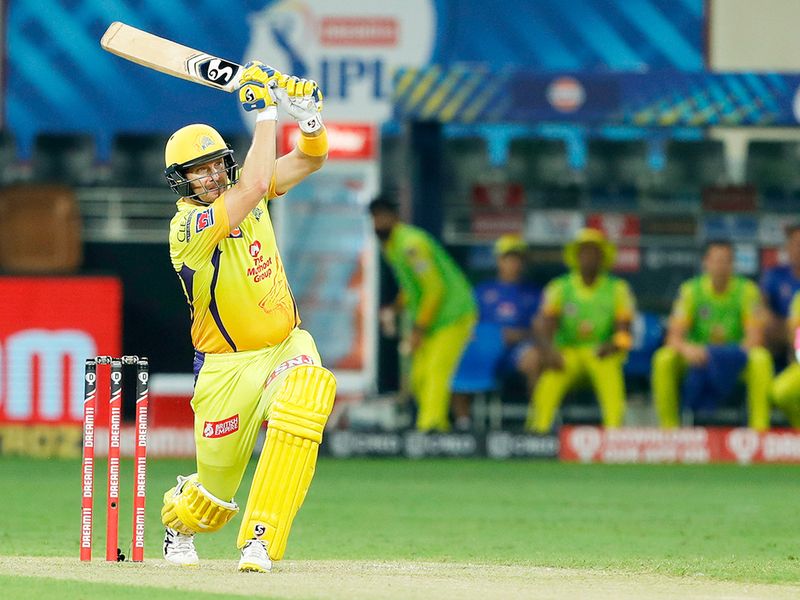 Shane Watson of Chennai Superkings plays a shot. 