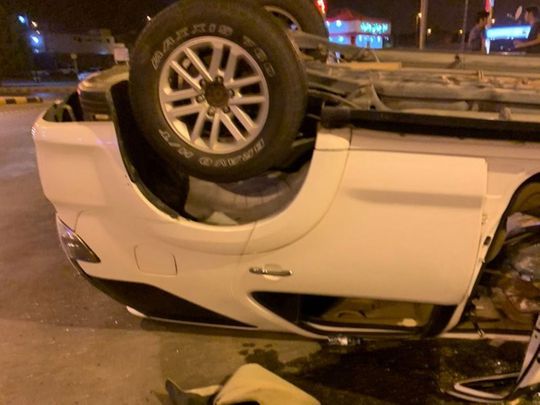 Saudi car overturns
