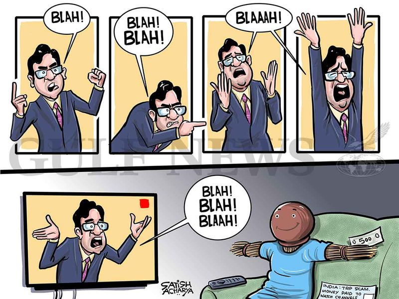 20201011 Cartoon from Satish: Fake TRP case shocks the nation