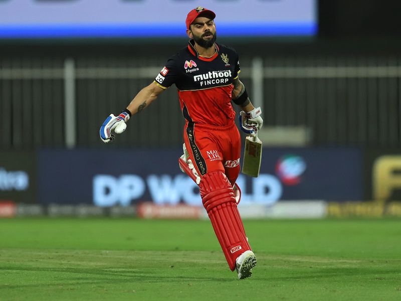 Virat Kohli captain of Royal Challengers Bangalore during match 28 of season 13 of the Dream 11 Indian Premier League (IPL) between the Royal Challengers Bangalore and the Kolkata Knight Riders held at the Sharjah Cricket Stadium, Sharjah in the United Arab Emirates on the 12th October 2020. Photo by: Deepak Malik / Sportzpics for BCCI