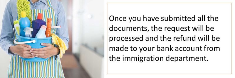 Once you have submitted all the documents, the request will be processed and the refund will be made to your bank account from the immigration department. 