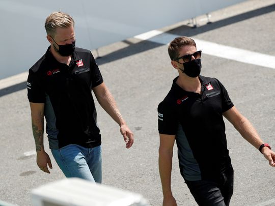 Haas drivers Romain Grosjean and Kevin Magnussen