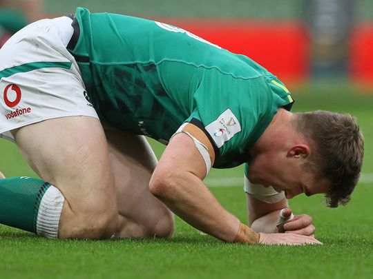 Ireland's Garry Ringrose broke his jaw against Italy