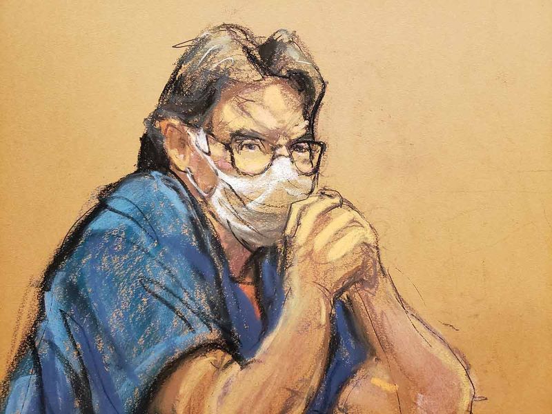 NXIVM cult leader Keith Raniere looks on during his sentencing hearing in a sex trafficking and racketeering case inside the Brooklyn Federal Courthouse in New York, U.S., New York, U.S., October 27, 2020 in this courtroom sketch. 