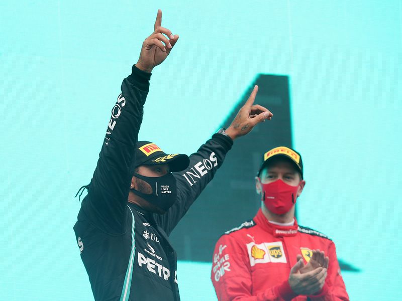 Lewis Hamilton celebrates in Turkey