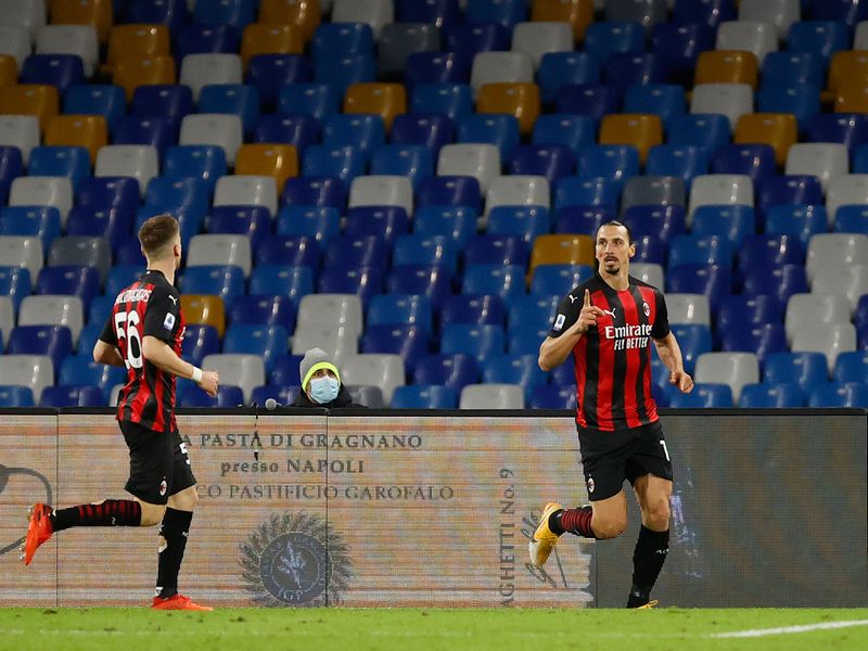 AC Milan's Zlatan Ibrahimovic against Napoli