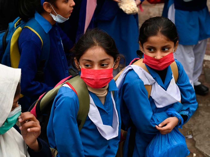 Students school mask pakistan Lahore