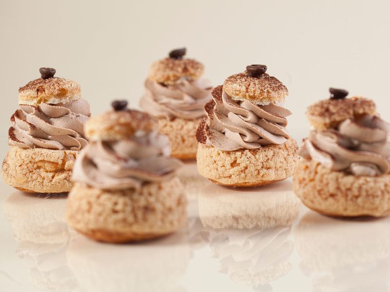 Pastry puffs with coffee cream 