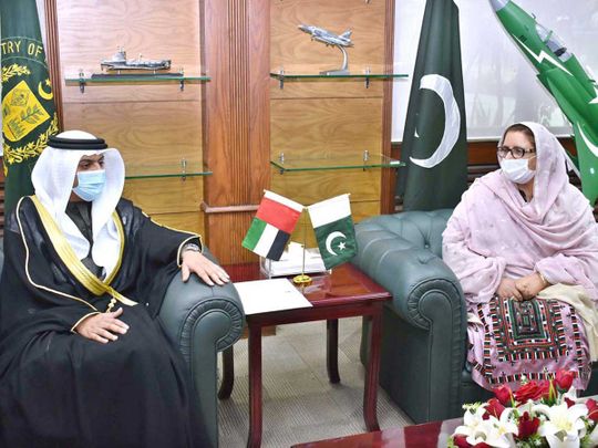 UAE Ambassador Hamad Obaid Ibrahim Salem Al Zaabi meets Pakistan's Minister for Defence Production, Zobaida Jalal