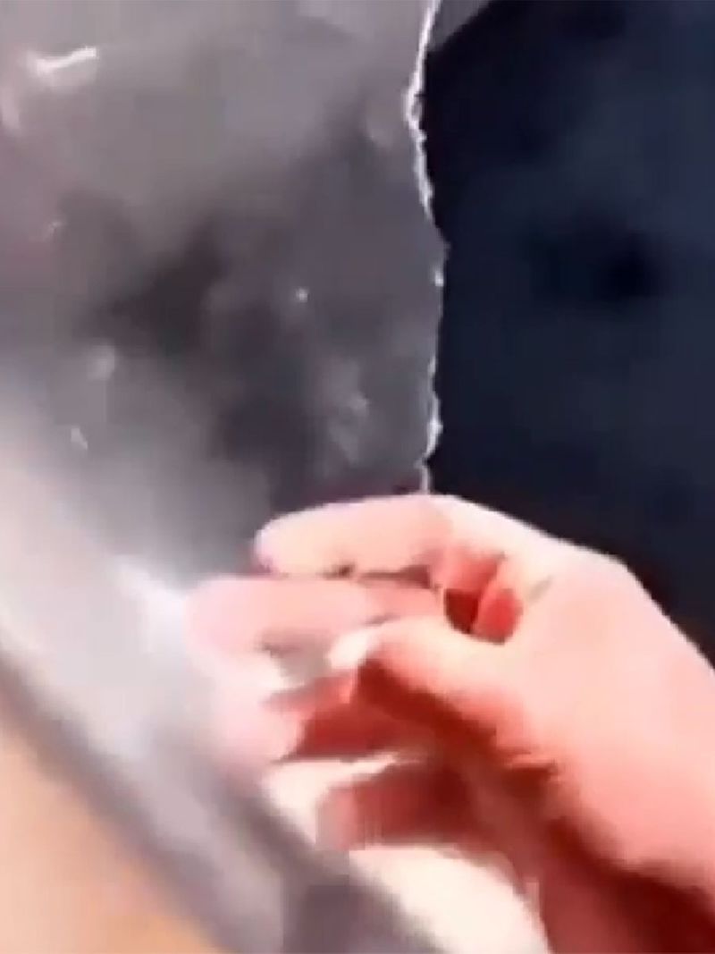 Instagram account @storm.ae shared videos of sheets of ice formed 