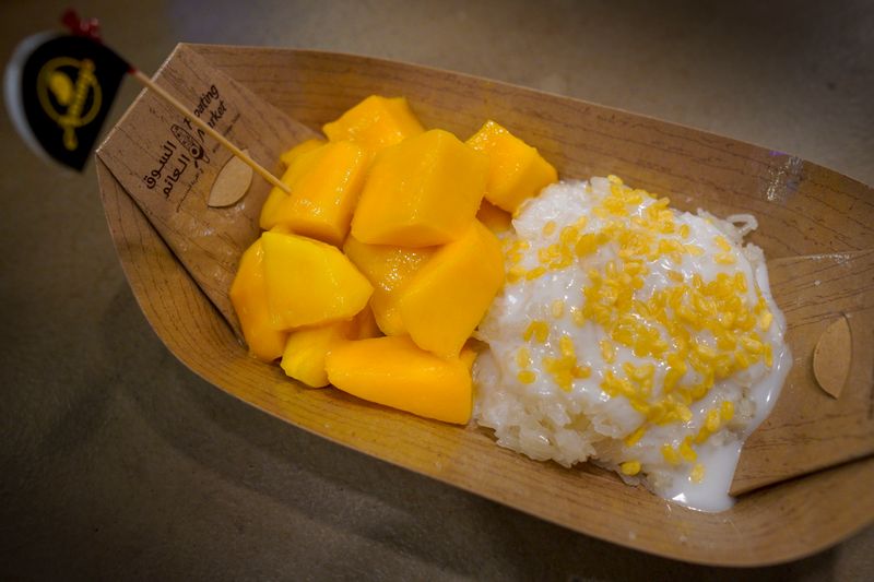 Fresh mangoes with sticky rice from Philippines