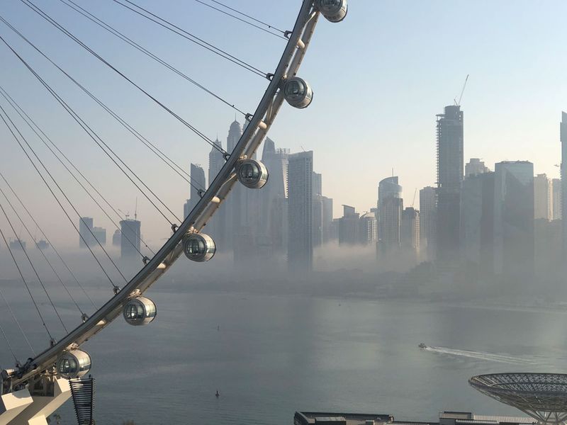 Fog seen from Bluewaters, Dubai