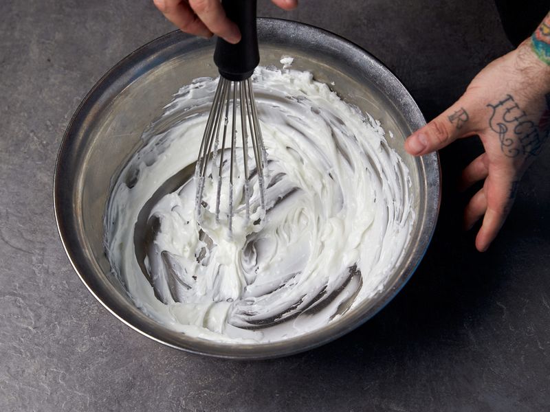 Whisk until the shortening turns smooth and airy 