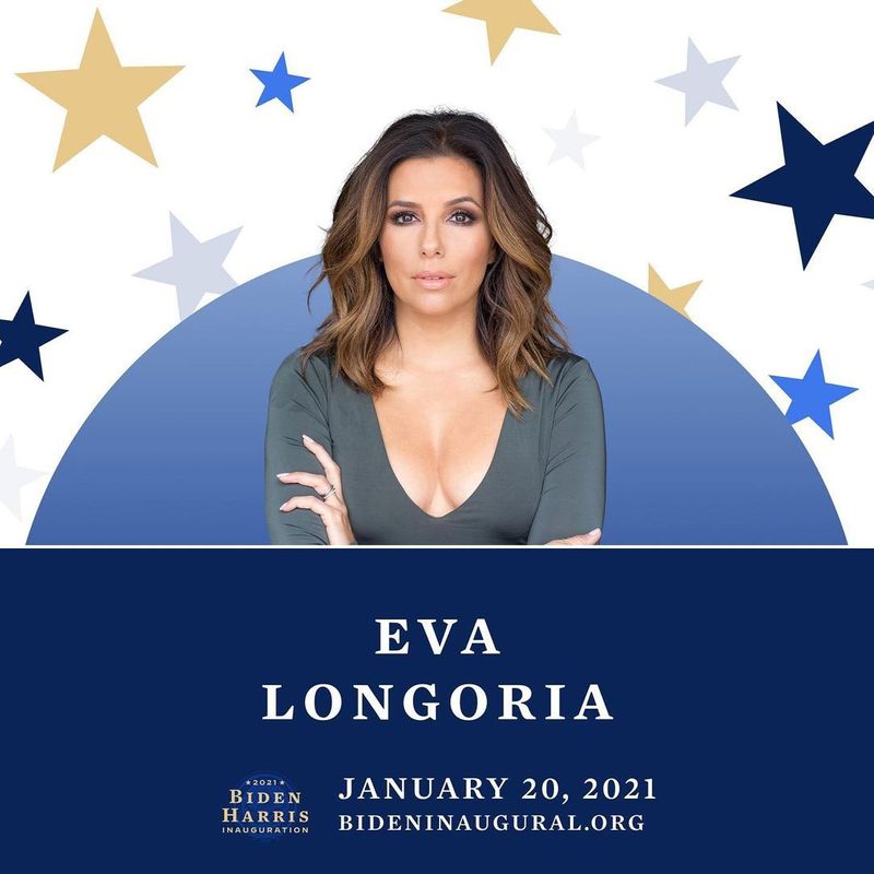 Eva Longoria posted : he day we’ve all been waiting for! Join me on 1/20 as we welcome the new Administration of @JoeBiden and @KamalaHarris into the White House!