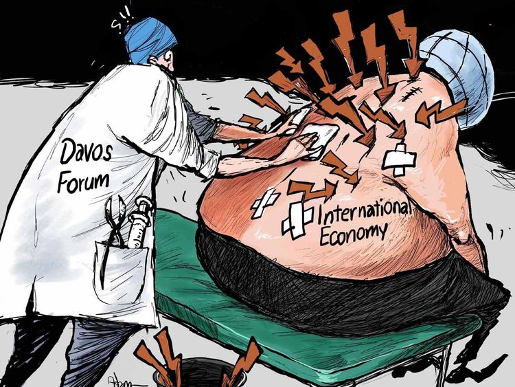 Cartoon: World leaders reflect on global economic recovery in Davos |  Cartoons – Gulf News