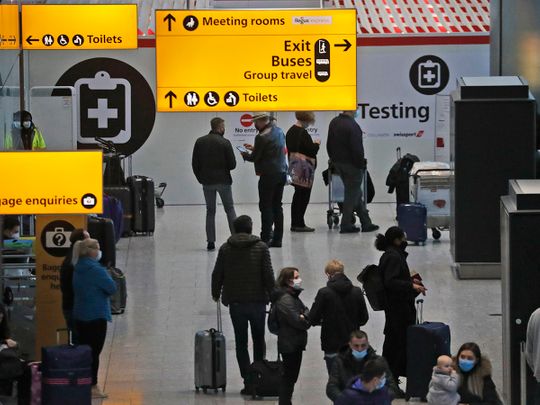 Stock London Heathrow Airport UK Britain passengers
