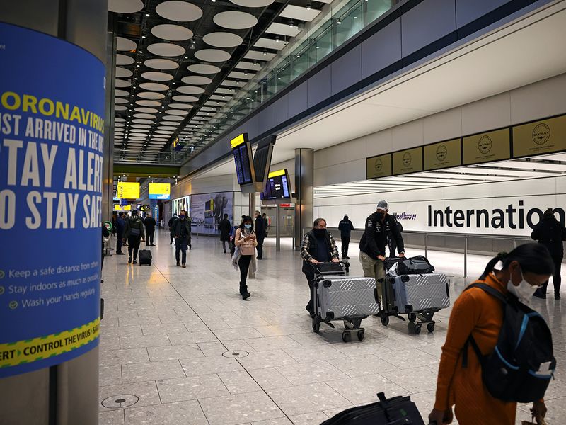 Stock London Heathrow Airport UK Britain passengers