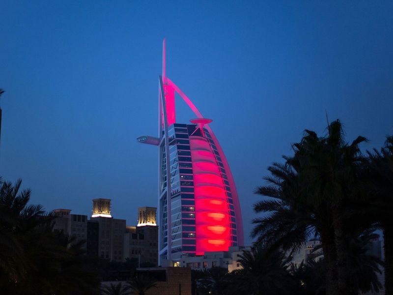 UAE landmarks in red