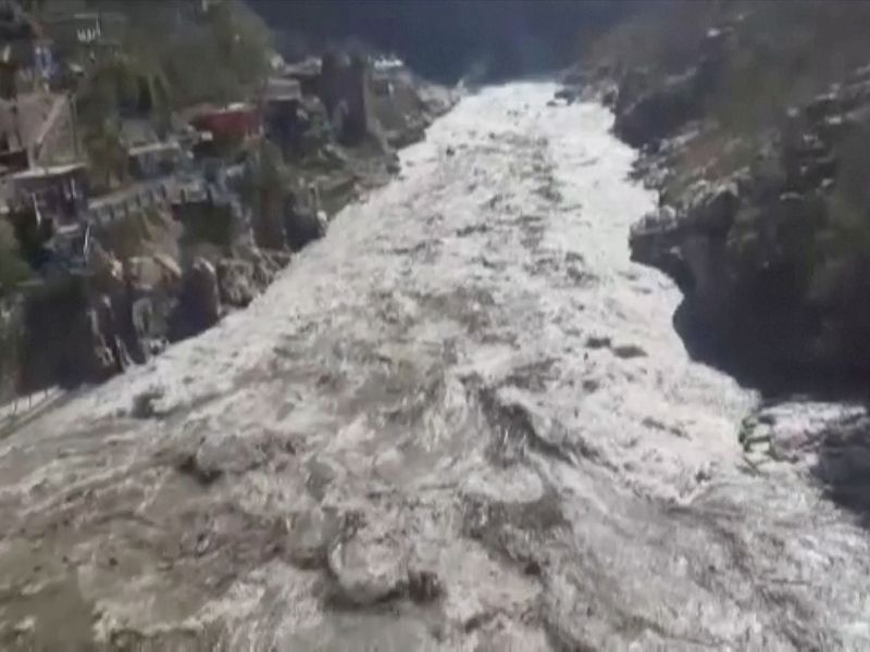 A general view during a flood in Uttarakhand. 