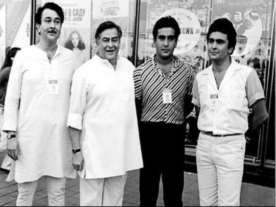 Randhir Kapoor, Raj Kapoor, Rajiv Kapoor and Rishi Kapoor