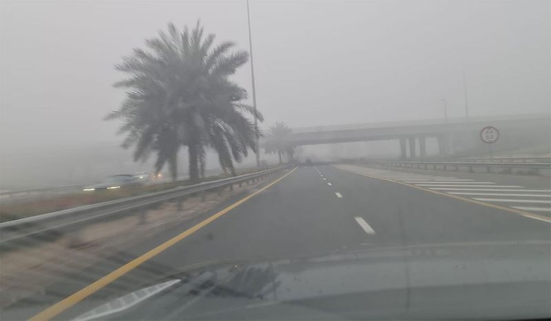 Dense fog in Dubai