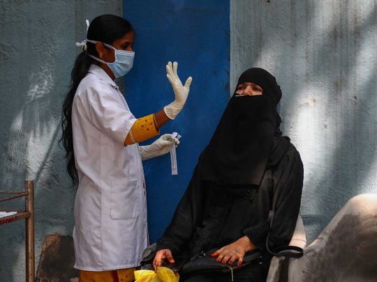 India health worker swab Hyderabad covid