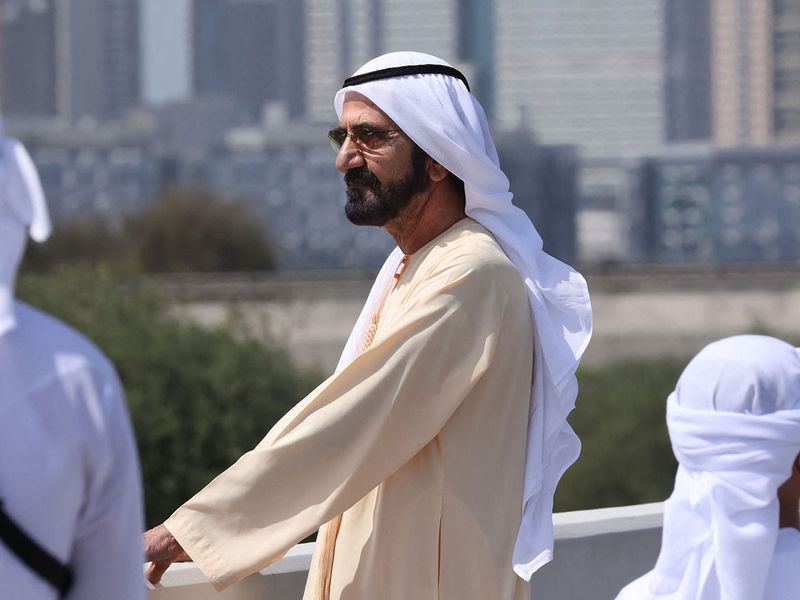 His Highness Sheikh Mohammed bin Rashid Al Maktoum, Vice President and Prime Minister of the UAE and Ruler of Dubai, cheered on riders during Stage 6 of the third edition of UAE Tour.