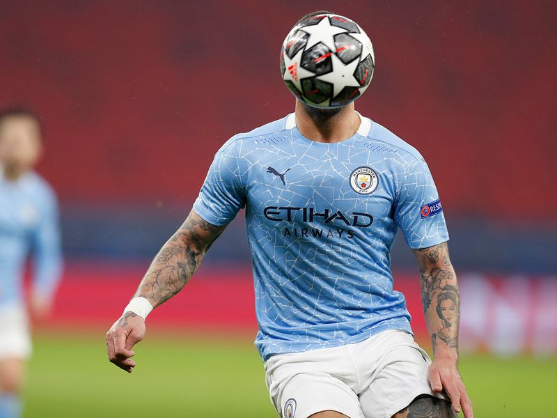 Manchester City's Kyle Walker in action at the Uefa Champions League against Monchengladbach.