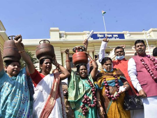 Bihar assembly protest LPG fuel price