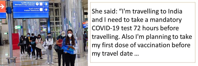 She said: “I'm travelling to India and I need to take a mandatory COVID-19 test 72 hours before travelling. Also I'm planning to take my first dose of vaccination before my travel date …