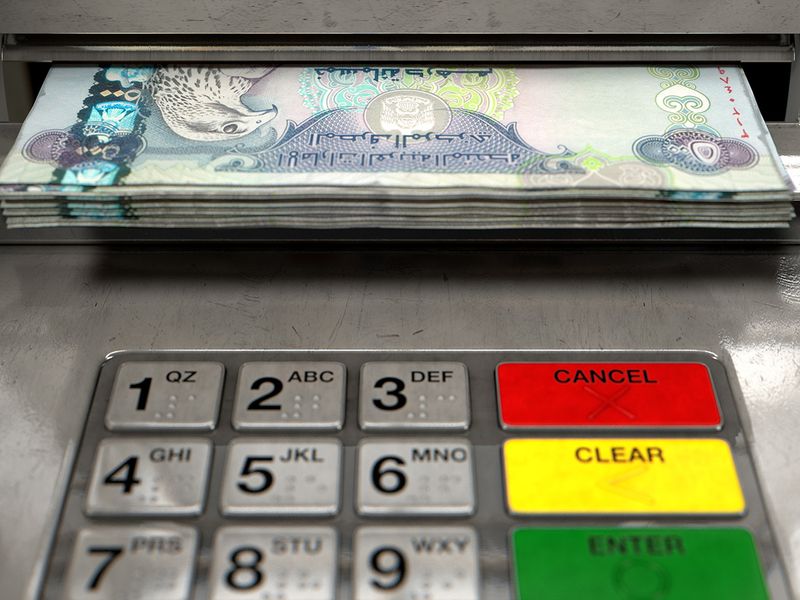 Stock Dirhams ATM cash currency
