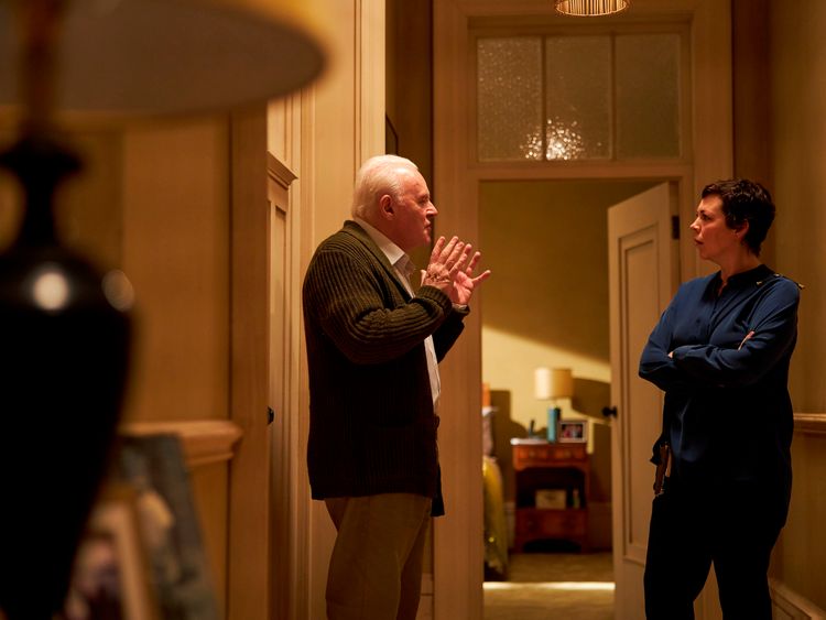 This image released by Sony Pictures Classics shows Anthony Hopkins, left, and Olivia Colman in a scene from 