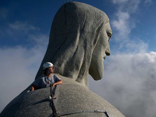 In Pictures Restoring Brazil S Iconic Christ The Redeemer Statue News Photos Gulf News