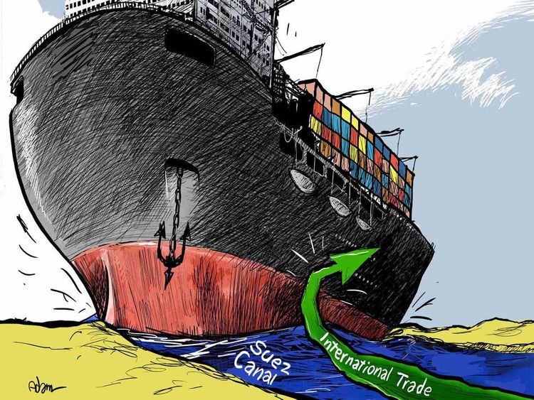 Cartoon: Massive ship blocks the Suez Canal | Cartoons – Gulf News