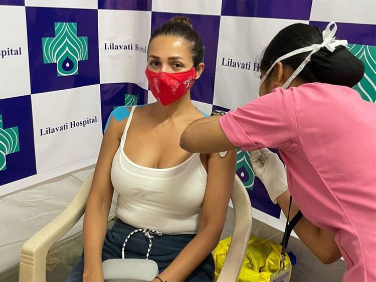 Bollywood Malaika Arora Receives First Shot Of Covid 19 Vaccine Bollywood Gulf News