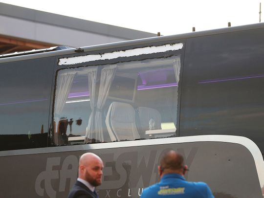Real Madrid's team bus window was smashed ahead of Liverpool clash during Champions League quarterfinals.