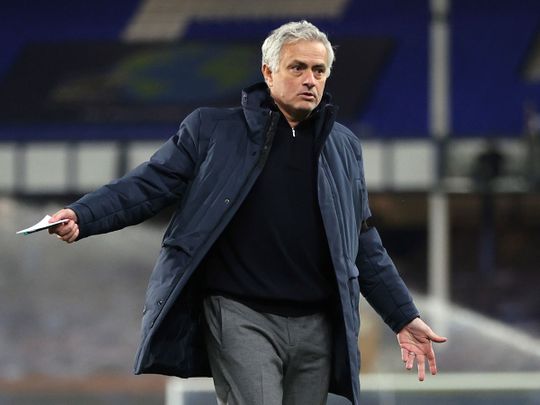 Jose Mourinho during Tottenham's 2-2 draw with Everton