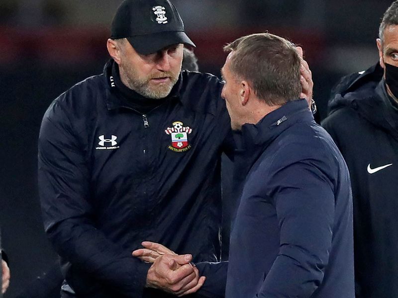 Southampton manager Ralph Hasenhuttl and Leicester City's Brendan Rodgers 