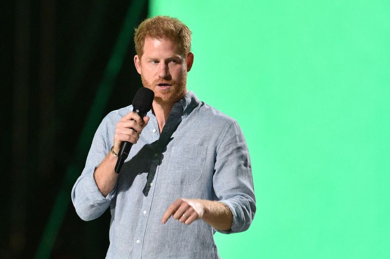 Co-Chair Britain's Prince Harry, Duke of Sussex, speaks onstage during the taping of the 
