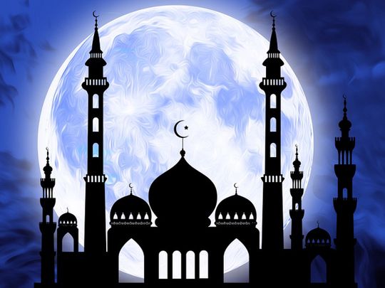 Eid mosque ramadan moon