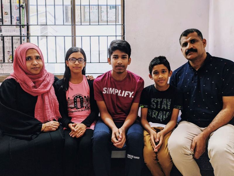 Muneeruddeen K.P and family in Kerala before he came back to the UAE on December 29, 2020.