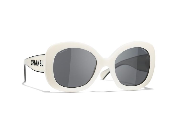 Chanel, White and black sunglasses