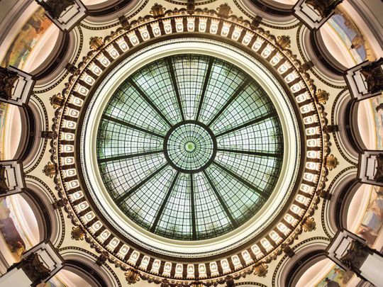The dome of the Heinens building in Cleveland