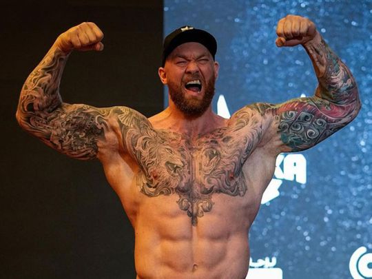 Thor Bjornsson at the weigh-in in Dubai