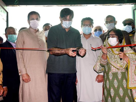 Sindh Chief Minister Syed Murad Ali Shah inaugurates additional vaccination facility at hall no 3 of Expo Centre, Karachi. 