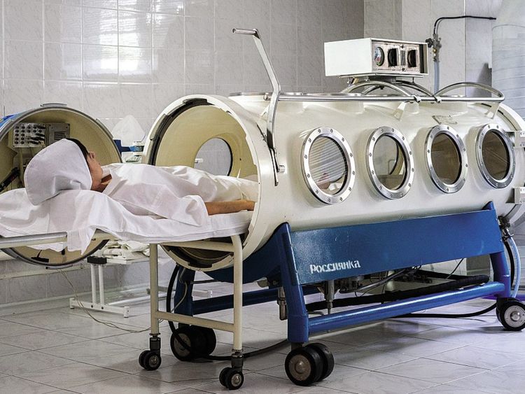 An oxygen therapy room in the Roknik sanatorium.  Pyatigorsk, Russia